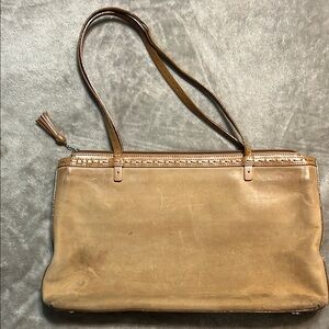 Ann Taylor Tan Suede Women's shoulder bag.  Has some small stains.